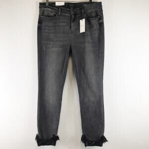 NWT Judy Blue Destroyed Cuffed Hem Faded Black Skinny Fit Jeans Distressed 32